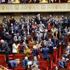 L'aile gauche de l'hémicycle de l'Assemblée nationale, à Paris, après le vote de la motion de rejet visant le projet de loi immigration, le 11 décembre 2023. (LUDOVIC MARIN / AFP)