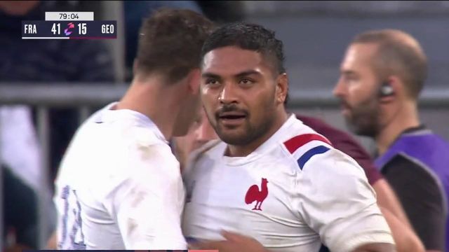 Peato Mauvaka inscrit le sixième et dernier essai de l'équipe de France ! Les Bleus s'imposent 41-15 face à la Géorgie et font le plein de confiance avant d'affronter les All Blacks 