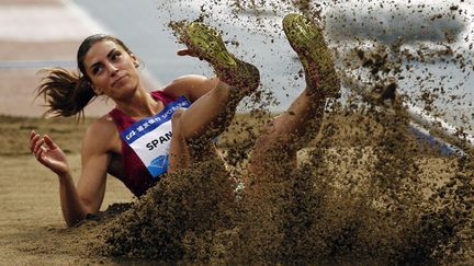 La Serbe&nbsp;Ivana Spanovic au concours de saut en longueur &agrave; la Diamond League &agrave; Shanghai (Chine), le 18 mai 2014. (CARLOS BARRIA / REUTERS)