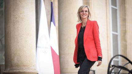 Agnès Pannier-Runacher, Ministerin für ökologischen Wandel, beim ersten Ministerrat um Michel Barnier, 23. September 2024 im Elysée-Palast. (LUC NOBOUT / MAXPPP)