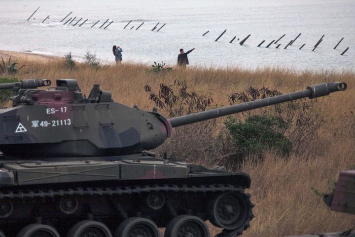 Tourists on Kinmen Island, Taiwan's military outpost facing China, December 5, 2023. (SAM YEH / AFP)