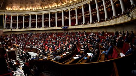 L'hémicycle de l'Assemblée nationale à Paris, le 18 décembre 2018. (LIONEL BONAVENTURE / AFP)