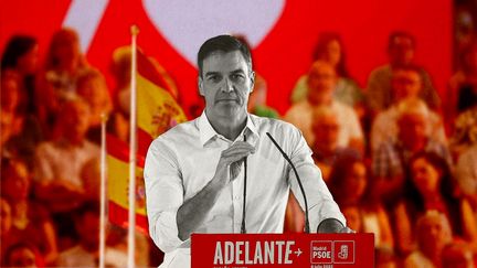 Le Premier ministre Pedro Sanchez a convoqué des élections législatives anticipées dimanche 23 juillet 2023 en Espagne. (PIERRE-PHILIPPE MARCOU / AFP / PAULINE LE NOURS)