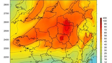 La carte de pr&eacute;vision des particules fines PM10 pour le mercredi 18 mars 2015. (AIRPARIF)