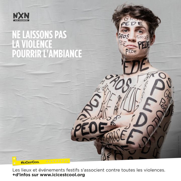 Une affiche de la campagne de prévention contre toutes les violences de "Ici c'est cool", visible notamment au Printemps de Bourges à l'été 2021. (ICI C'EST COOL)