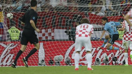 Jesus Navas a lib&eacute;r&eacute; l'Espagne gr&acirc;ce &agrave; ce but &agrave; la 88e minute inscrit face &agrave; la Croatie, le 18 juin 2012 &agrave; Gdansk (Pologne) (PASCAL LAUENER / REUTERS)