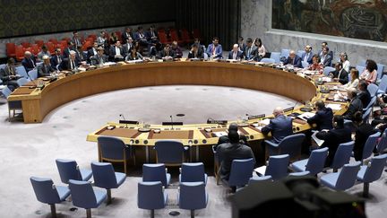 Le Conseil de sécurité de l'ONU réuni après le tir d'un missile nord-coréen au-dessus du Japon, à New York, le 29 août 2017.&nbsp; (KENA BETANCUR / AFP)