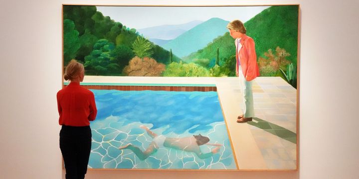  "Portrait of an Artist (Pool with Two Figures)" de David Hockney exposé chez Christie's en septembre 2018.
 (Timothy A.Clary /AFP)