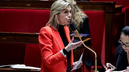 La ministre de l'Agriculture, Agnès Pannier-Runacher, le 27 mars 2024. (STEPHANE DE SAKUTIN / AFP)