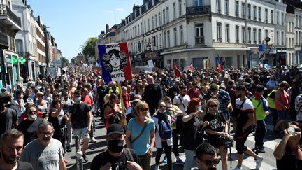 Manifestation contre le pass sanitaire à Lille (Nord), samedi 14 août 2021. (FRANCOIS LO PRESTI / AFP)