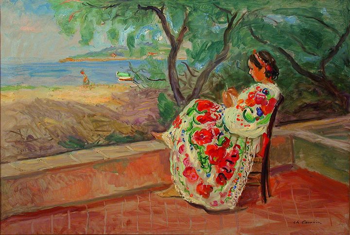 Charles Camoin, "Terrasse &agrave; St-Tropez", 1905.&nbsp;Huile sur toile, 74 x 110 cm. Centre national des arts plastiques, d&eacute;p&ocirc;t au mus&eacute;e des Beaux-Arts de Nice, 1952. (CNAP / PHOTO MARUIEL ANSSENS - MUSEE DES BEAUX-ARTS DE NICE / ADAGP, PARIS 2013)