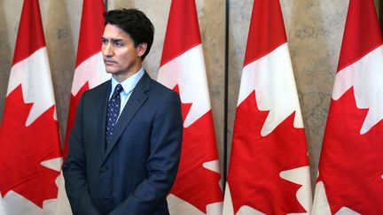 Le Premier ministre canadien Justin Trudeau assiste à une conférence de presse le 14 octobre 2024, sur la colline du Parlement à Ottawa, après que le Canada a expulsé six diplomates indiens de haut rang, dont l'ambassadeur du pays. (DAVE CHAN / AFP)