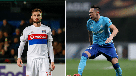 Le Lyonnais Lucas Tousart et le Marseillais Lucas Ocampos, lors de leurs dernières prestations en Ligue Europa. (AFP)