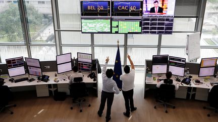 Bureaux d'Euronext Stock Exchange à La Défense, à Paris. (THOMAS SAMSON / AFP)