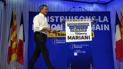 Thierry Mariani, tête de liste RN en région Paca, après le second tour des élections régionales en région Paca, dimanche 27 juin 2021. (CHRISTOPHE SIMON / AFP)