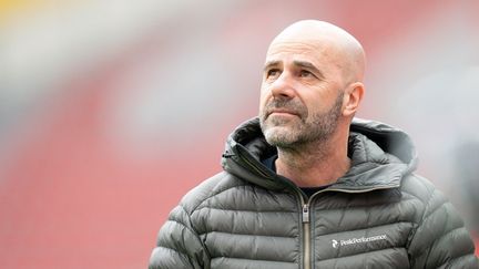 Peter Bosz, le nouvel entraîneur de l'OL, lors d'un match entre le Bayer Leverkusen et l'Arminia Bielefeld, e 14 mars 2021. (THORSTEN WAGNER / AUGENKLICK/FIRO SPORTPHOTO)