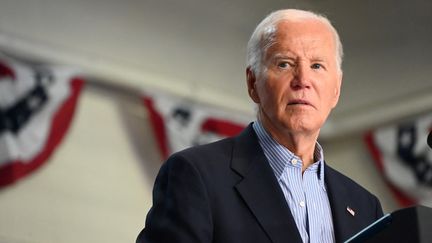 Joe Biden participe à un meeting de campagne, le 5 juillet 2024, à Madison (Wisconsin, Etats-Unis). (KYLE MAZZA / ANADOLU / AFP)