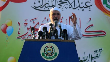 Ismaïl Haniyeh, le 21 août 2018, à Gaza.&nbsp; (MAJDI FATHI / AFP)