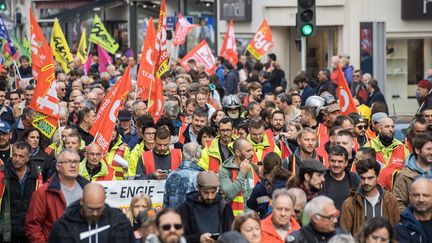 Un cortège défile à Caen (Calvados), le 29 septembre 2022.&nbsp; (MARTIN ROCHE / MAXPPP)