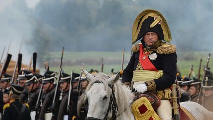 L'historien russe Oleg Sokolov lors d'une reconstitution de la bataille de Borodino, le 4 septembre 2016 à Mojaïsk, à l'ouest de Moscou (Russie).&nbsp; (KIRILL KALLINIKOV / SPUTNIK)