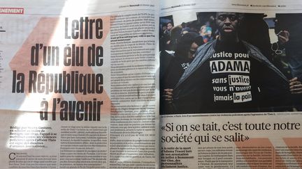 Les deux tribunes contre l'impunité des violences policières publiées mercredi 15 février dans "Libération".
 (Libération)