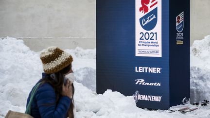 Les Mondiaux de ski alpin à Cortina d'Ampezzo (ici le 25 janvier 2021) se déroulent à huis clos. (MARCO BERTORELLO / AFP)