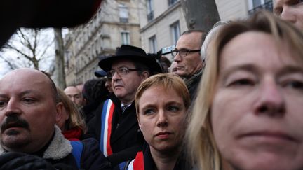 Jean-Luc Mélenchon à la marche blanche en mémoire de Mireille Knoll, le 28 mars, à Paris.&nbsp; (MAXPPP)