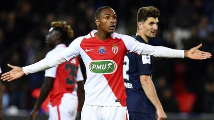 Le Monégasque Abdou Diallo a fêté sa dixième apparition en équipe première lors du match de Coupe de France face au PSG, le 26 avril 2017. (FRANCK FIFE / AFP)