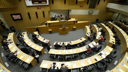 Session plénière de la Fédédation Wallonie-Bruxelles à Bruxelles avec le débat sur le CETA, vendredi 28 octobre 2016 (NICOLAS MAETERLINCK / BELGA MAG / AFP)