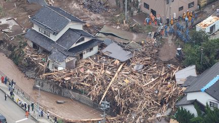 Eine Luftaufnahme der Stadt Wajima in Japan, die durch Überschwemmungen im zentralen Teil des Landes zerstört wurde, 22. September 2023. (MASAKI FURUMAYA / YOMIURI / AFP)