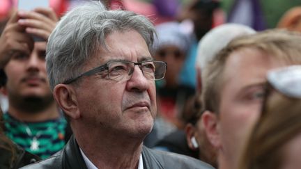 Le leader de La France insoumise Jean-Luc Mélenchon, lors d'une manifestation pro-palestinienne à Paris, le 8 septembre 2024. (THOMAS SAMSON / AFP)