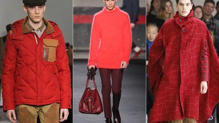 Pour les plus timides, on n'osera le rouge qu'en top comme chez Junya Watanabe, Acne, Issey Miyake... (AFP / GETTY IMAGES / SIPA)