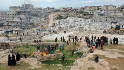 Le village d'Harim, dans la province d'Idlib en Syrie, à la frontière turque, le 11 février 2023.&nbsp; (OMAR HAJ KADOUR / AFP)