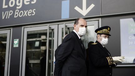 Le Premier ministre Jean Castex à Saint-Denis, le 6 avril 2021. (YOAN VALAT / POOL / AFP)