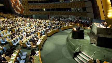 L'ambassadeur syrien aupr&egrave;s des Nations unies Bachar Al-Jafari s'adresse &agrave; l'Assembl&eacute;e g&eacute;n&eacute;rale de l'ONU &agrave; New York le 13 f&eacute;vrier 2012. (DON EMMERT / AFP)