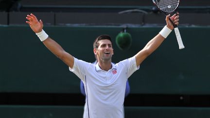 Le Serbe Novak Djokovic, lors de sa victoire en finale de Wimbledon, le 6 juillet 2014 pr&egrave;s de Londres (Royaume-Uni). (GLYN KIRK / AFP)