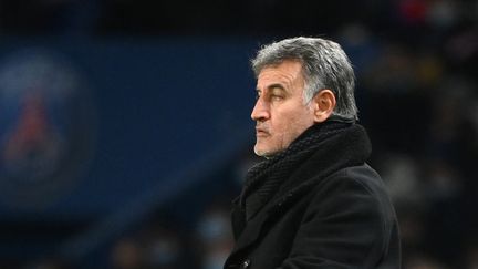 L'entraîneur Christophe Galtier, au Parc des Princes le 1er décembre 2021. (FRANCK FIFE / AFP)