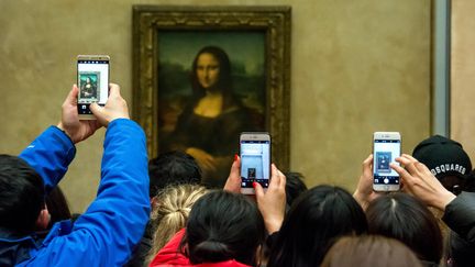 La Joconde peinte par Leonard de Vinci au XVIe siècle, reçoit chaque jour au Louvre à paris les hommage de plus de 15 000 admirateurs.&nbsp; (BRUNO LEVESQUE / MAXPPP)