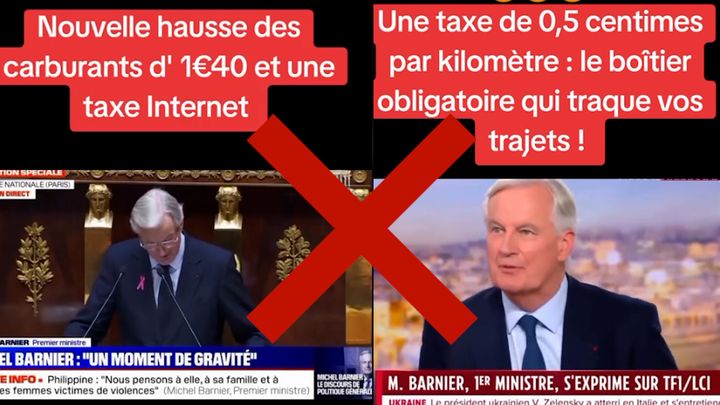 Dans ces vidéos, la voix de Michel Barnier est utilisée pour lui faire dire des annonces chocs, sauf que ce sont des "deepfake". (CAPTURE ECRAN TIKTOK - RADIOFRANCE)