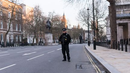 Un policier à Londres (Royaume-Uni), le 22 mars 2017. (RAY TANG / ANADOLU AGENCY / AFP)