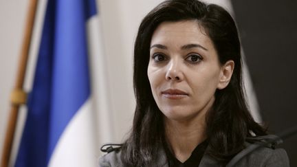 Sophia Chikirou, directrice de la campagne présidentielle de 2017 de Jean-Luc Mélenchon, le 25 juin 2017 lors d'une conférence de presse à Paris. (GEOFFROY VAN DER HASSELT / AFP)