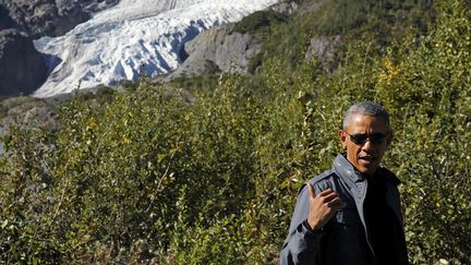 Le pr&eacute;sident am&eacute;ricain, Barack Obama, au parc national de Kenai Fjords, en Alaska, le 1er septembre 2015. (JONATHAN ERNST / REUTERS )