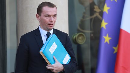 Le secrétaire d'État Olivier Dussopt à au Palais de l'Élysée, le 11 février 2020. (LUDOVIC MARIN / AFP)