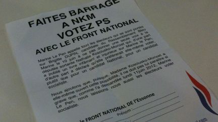 Le tract du FN appelant à battre NKM (DR)