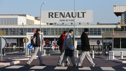 L'entr&eacute;e du site Renault, le 16 janvier &agrave; Flins (Yvelines).&nbsp; (THOMAS SAMSON / AFP)