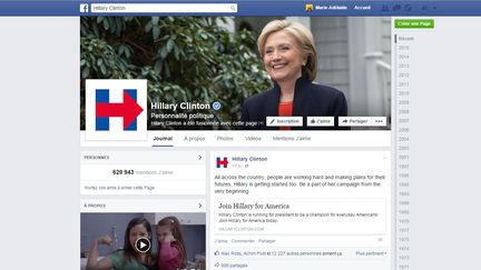 Capture d'&eacute;cran de la page Facebook officielle d'Hillary Clinton, le 13 avril 2015. (FACEBOOK)