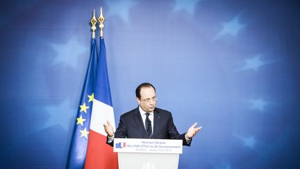 Fran&ccedil;ois Hollande, le 6 mars 2014, &agrave; Bruxelles (Belgique). (WIKTOR DABKOWSKI / PICTURE-ALLIANCE / AFP)