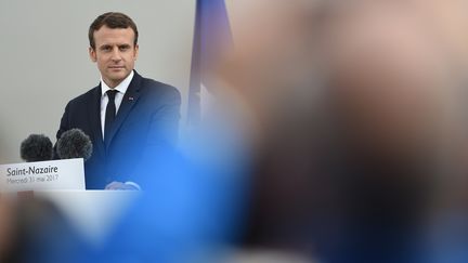 Le président français Emmanuel Macron, le 31 mai 2017 à Saint-Nazaire (Loire-Atlantique). (JEAN-SEBASTIEN EVRARD / AFP)