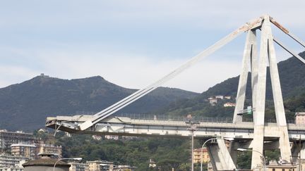 Le pont Morandi à Gênes (Italie), le 14 août 2018. (MAURO UJETTO / NUR PHOTO / AFP)