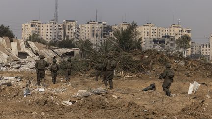 Taken during a media tour organized by the Israeli army on January 8, 2024, in the al-Bureij area in the central Gaza Strip.  (MENAHEM KAHANA / AFP)